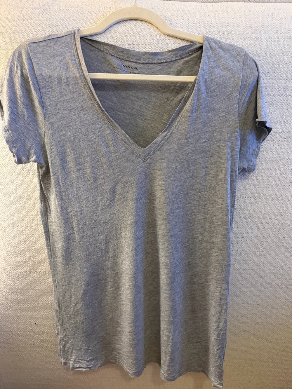 Vince Light Heather Gray V-Neck Short Sleeve Tee